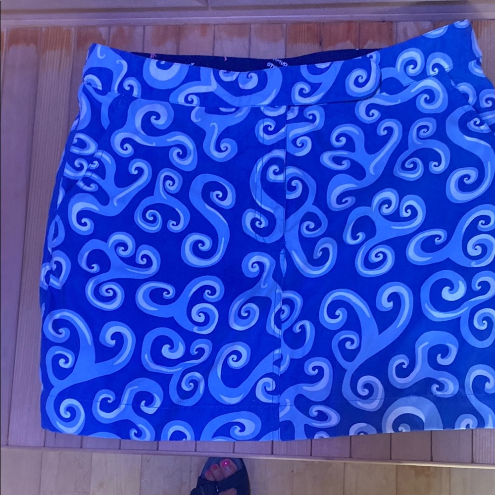 Vibrant Blue Swirl Pattern Skirt
